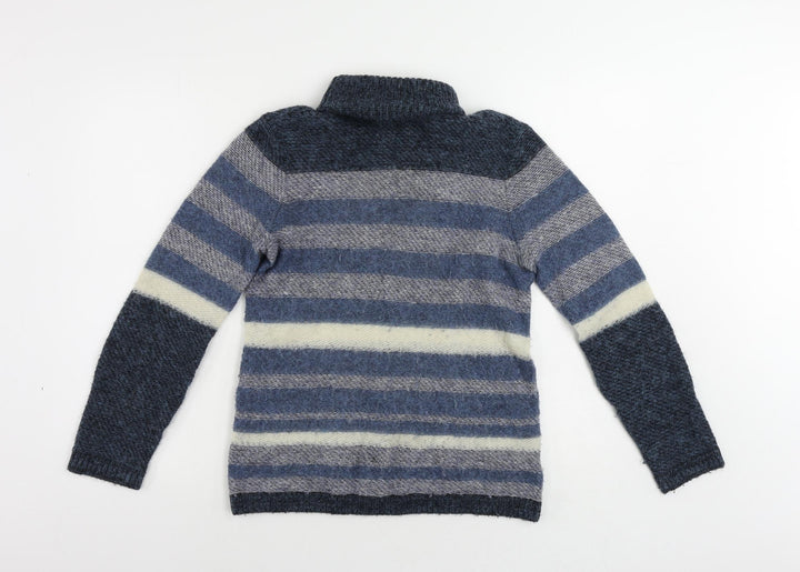 Tory Burch Womens Blue Roll Neck Striped Polyamide Pullover Jumper Size XS