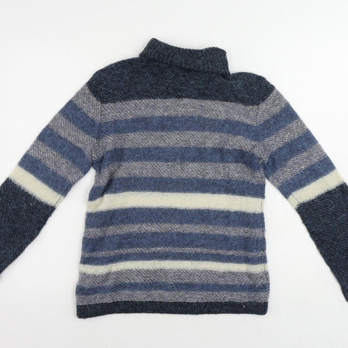 Tory Burch Womens Blue Roll Neck Striped Polyamide Pullover Jumper Size XS