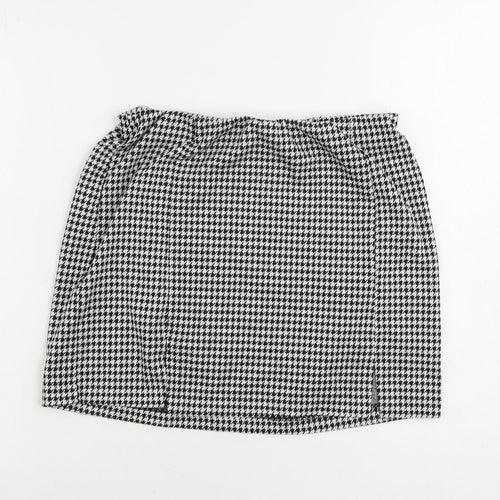 H&M Womens Black Geometric Polyester Mini Skirt Size M - Elastic Waist