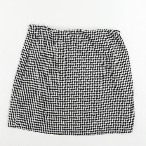 H&M Womens Black Geometric Polyester Mini Skirt Size M - Elastic Waist