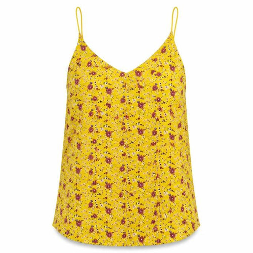 FOREVER 21 Womens Yellow Floral Polyester Camisole Tank Size S V-Neck
