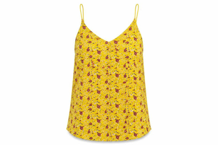 Forever 21 Womens Yellow Floral Polyester Camisole Tank Size S V-Neck