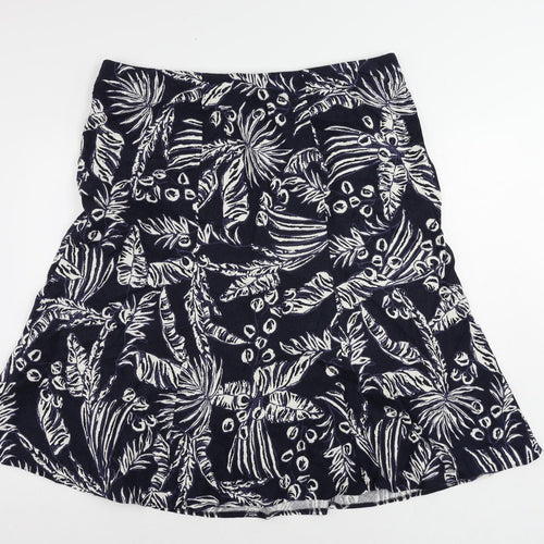 EWM Womens Blue Floral Linen A-Line Skirt Size 22 - Elastic Waist