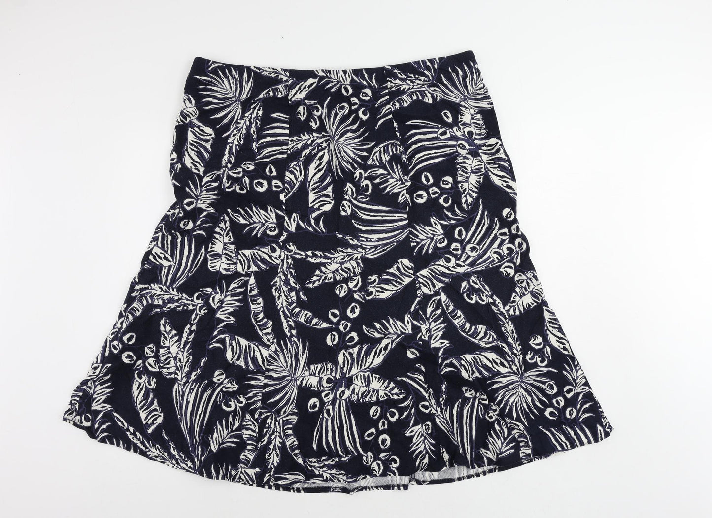 EWM Womens Blue Floral Linen A-Line Skirt Size 22 - Elastic Waist