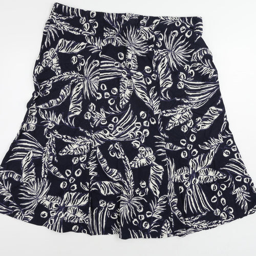 EWM Womens Blue Floral Linen A-Line Skirt Size 22 - Elastic Waist