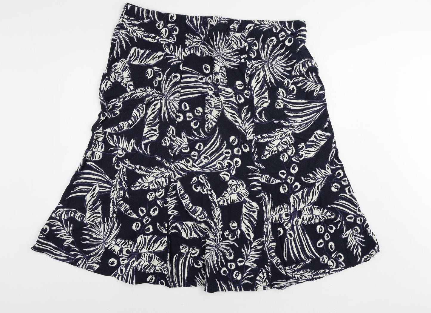 EWM Womens Blue Floral Linen A-Line Skirt Size 22 - Elastic Waist