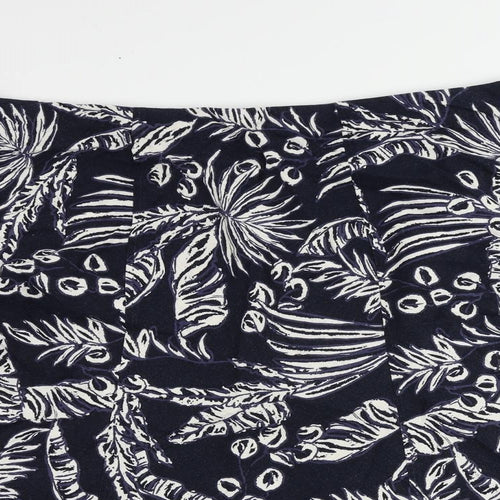 EWM Womens Blue Floral Linen A-Line Skirt Size 22 - Elastic Waist