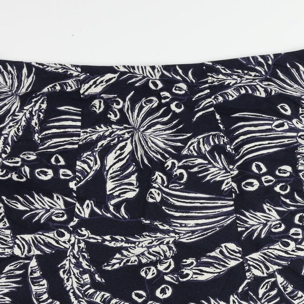 EWM Womens Blue Floral Linen A-Line Skirt Size 22 - Elastic Waist