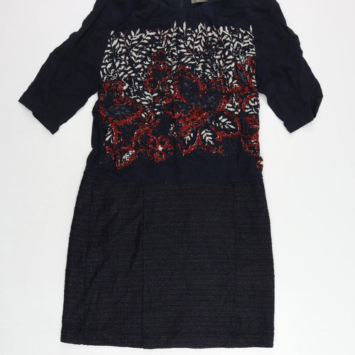 Sandwich Womens Blue Viscose A-Line Size 10 Boat Neck Zip
