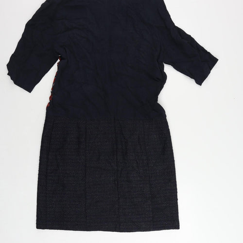 Sandwich Womens Blue Viscose A-Line Size 10 Boat Neck Zip