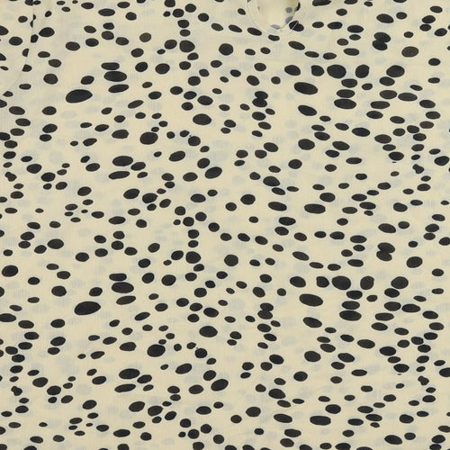 Pretty Lavish Womens Beige Animal Print Polyester Basic Blouse Size S Mock Neck - Size S-M