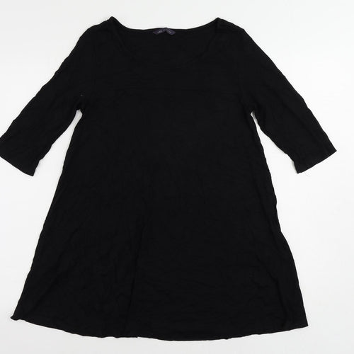 Marks and Spencer Womens Black Viscose T-Shirt Dress Size 10 Round Neck Pullover