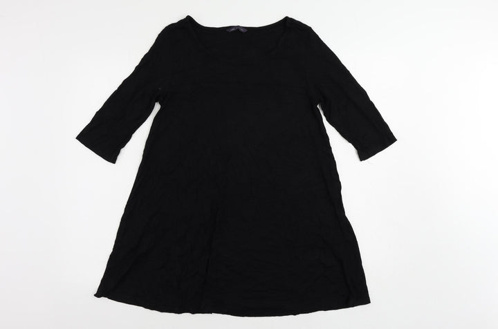 Marks and Spencer Womens Black Viscose T-Shirt Dress Size 10 Round Neck Pullover