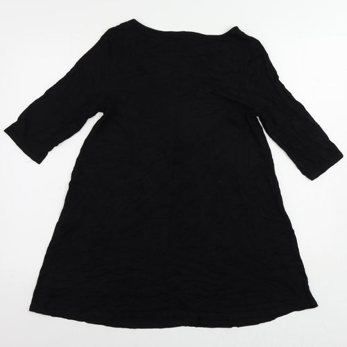 Marks and Spencer Womens Black Viscose T-Shirt Dress Size 10 Round Neck Pullover