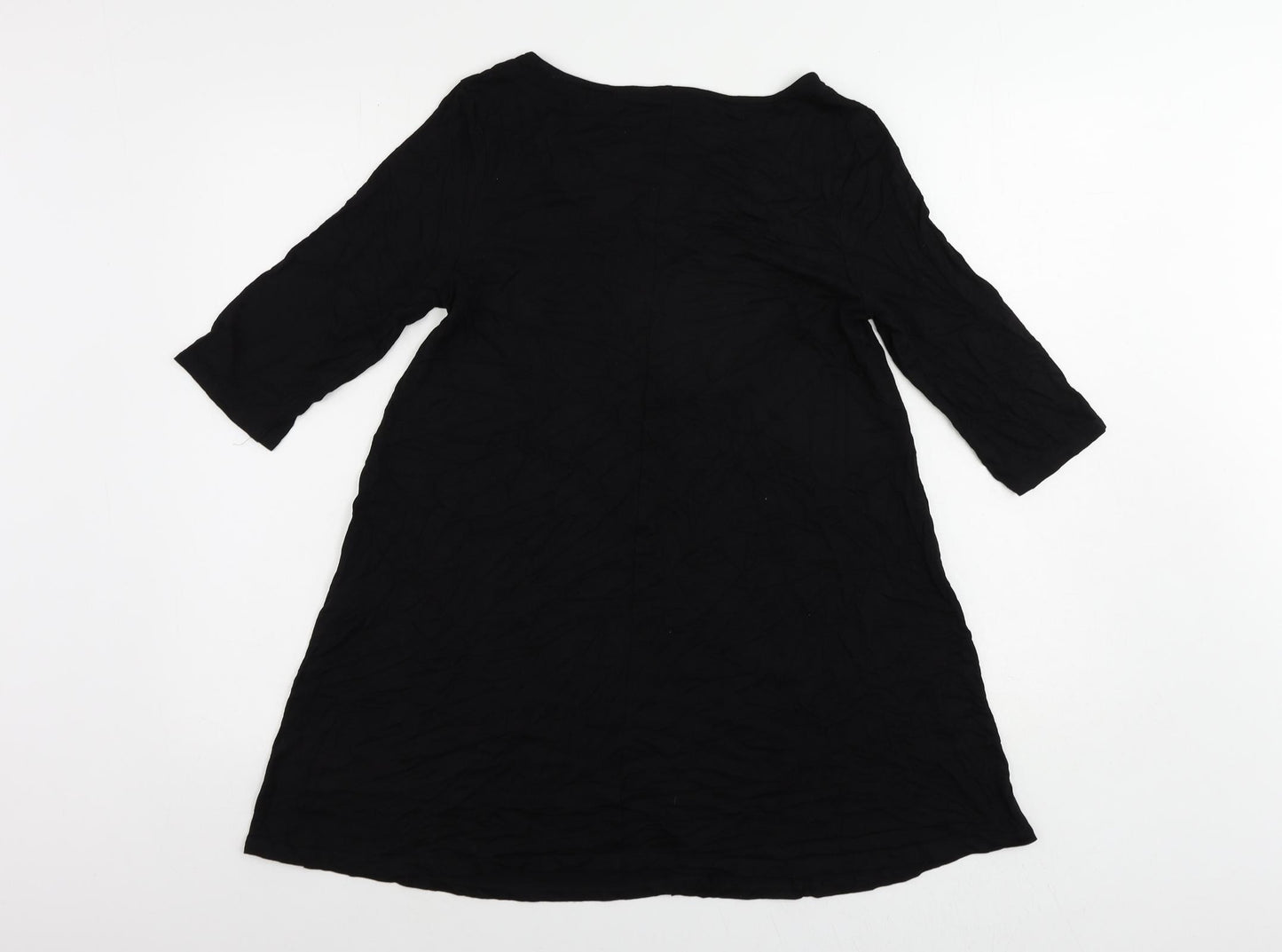 Marks and Spencer Womens Black Viscose T-Shirt Dress Size 10 Round Neck Pullover