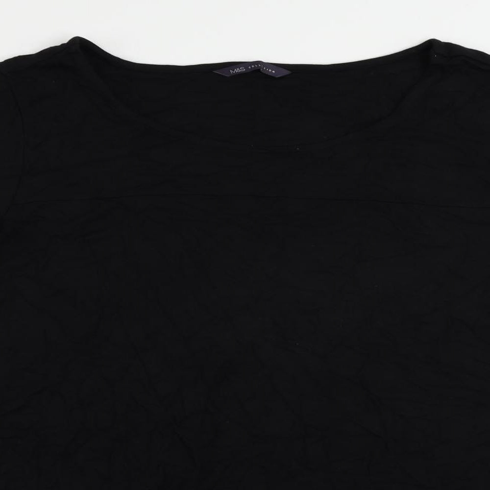 Marks and Spencer Womens Black Viscose T-Shirt Dress Size 10 Round Neck Pullover