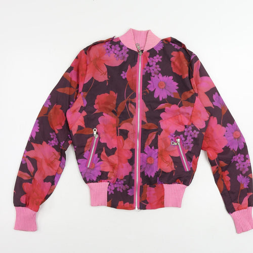 En Boga Womens Multicoloured Floral Bomber Jacket Jacket Size S Zip - Lightweight