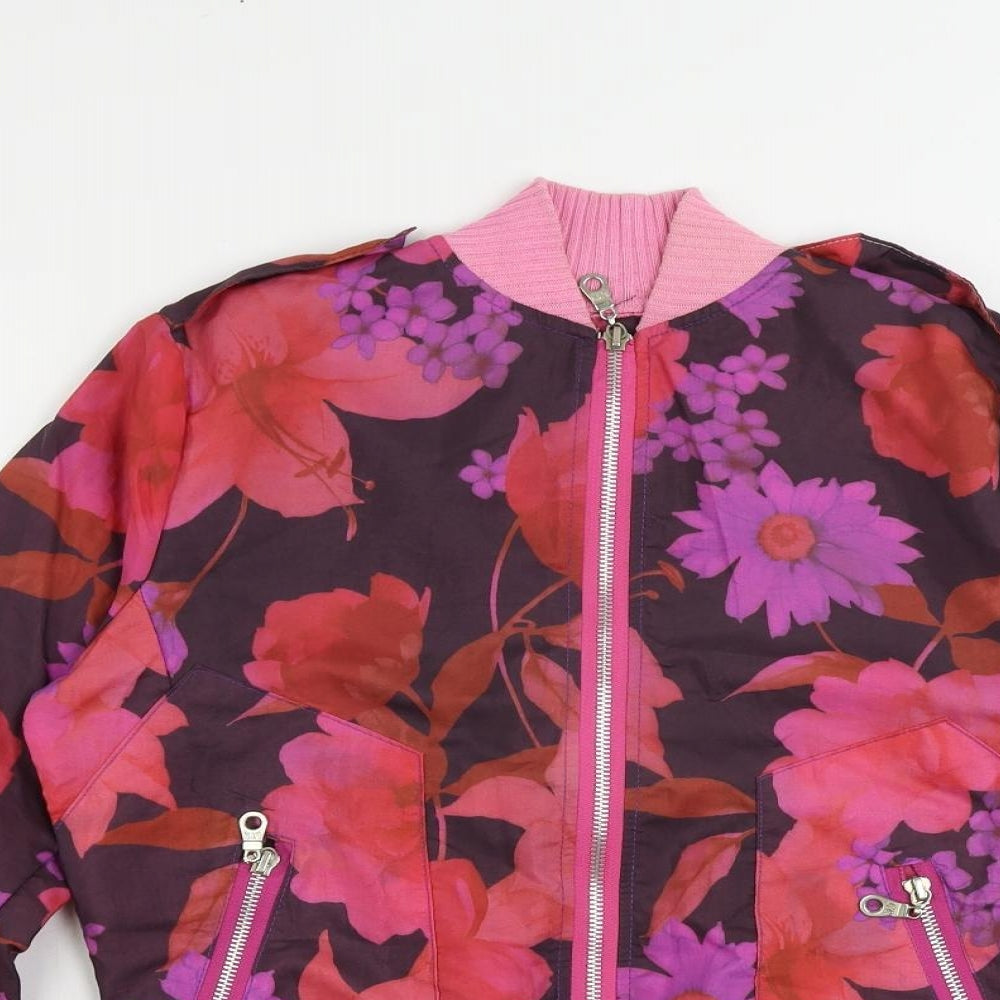 En Boga Womens Multicoloured Floral Bomber Jacket Jacket Size S Zip - Lightweight
