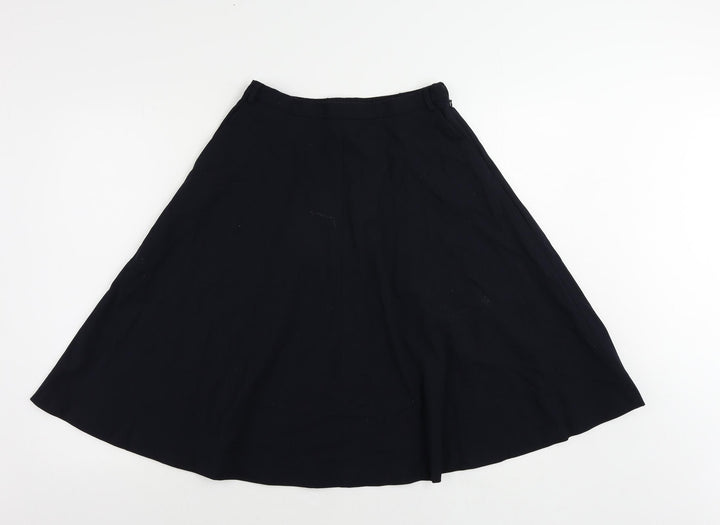 Zara Womens Blue Polyester Flare Skirt Size S Zip - Elastic Waist