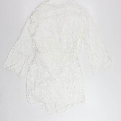 Zara Womens White Viscose Mini Size M Collared Button