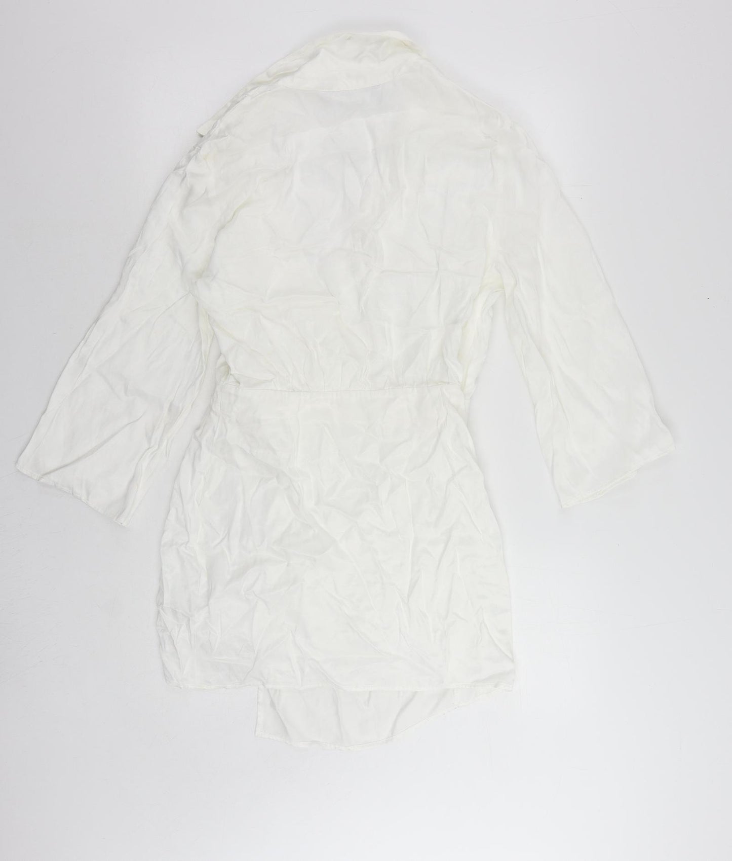 Zara Womens White Viscose Mini Size M Collared Button