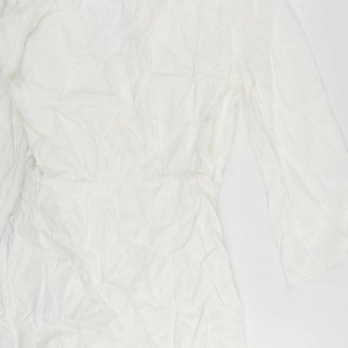 Zara Womens White Viscose Mini Size M Collared Button