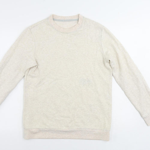 Find Mens Beige Cotton Pullover Sweatshirt Size S