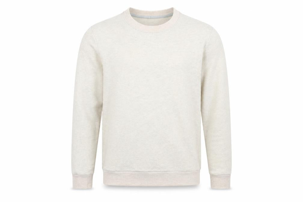 Front view of Find men’s beige cotton pullover sweatshirt, size S