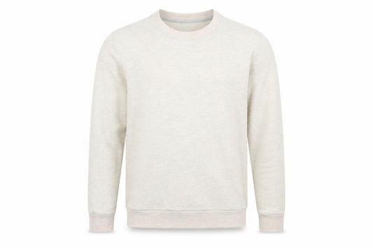 Front view of Find men’s beige cotton pullover sweatshirt, size S