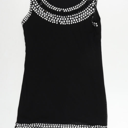 Select Womens Black Polyester Shift Size L Boat Neck Pullover - Embellished