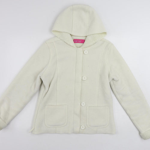 Falmer Womens White Jacket Size 12 Button - Hooded