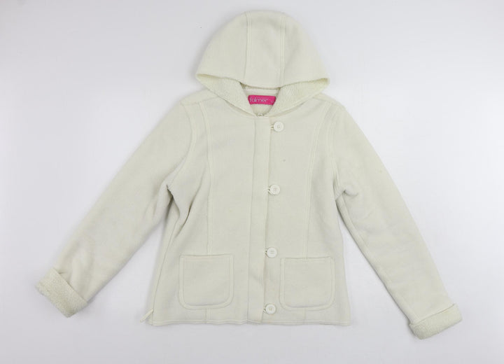 Falmer Womens White Jacket Size 12 Button - Hooded