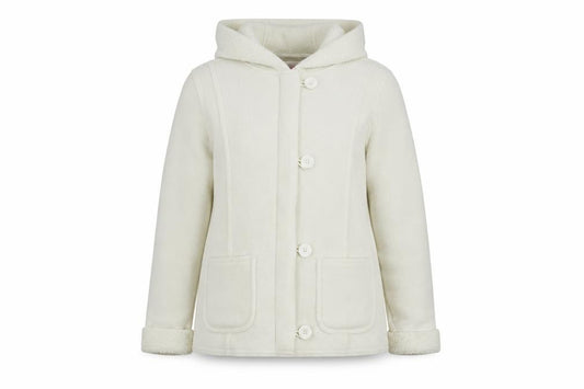 Front view of Falmer Heritage women’s white jacket, size UK 12, button - hooded
