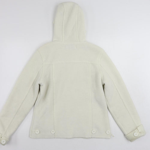 Falmer Womens White Jacket Size 12 Button - Hooded