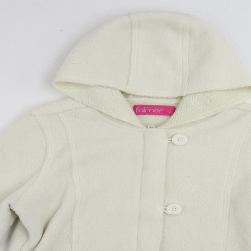 Falmer Womens White Jacket Size 12 Button - Hooded