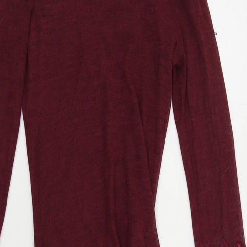 Karen Millen Womens Red Wool Sheath Size 12 Boat Neck Pullover - Embroidered