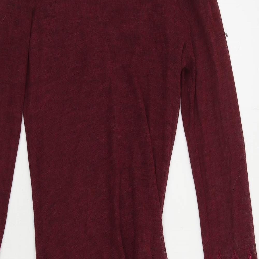 Karen Millen Womens Red Wool Sheath Size 12 Boat Neck Pullover - Embroidered