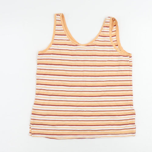 NEXT Womens Orange Striped Cotton Basic Tank Size 6 Scoop Neck