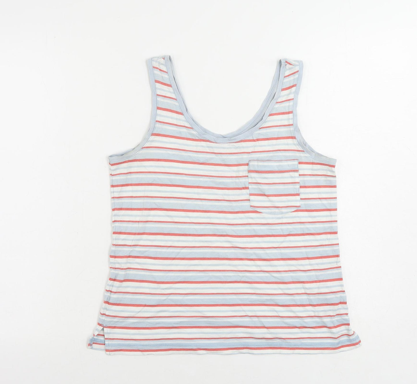 NEXT Womens Multicoloured Striped Cotton Basic Tank Size 6 Scoop Neck