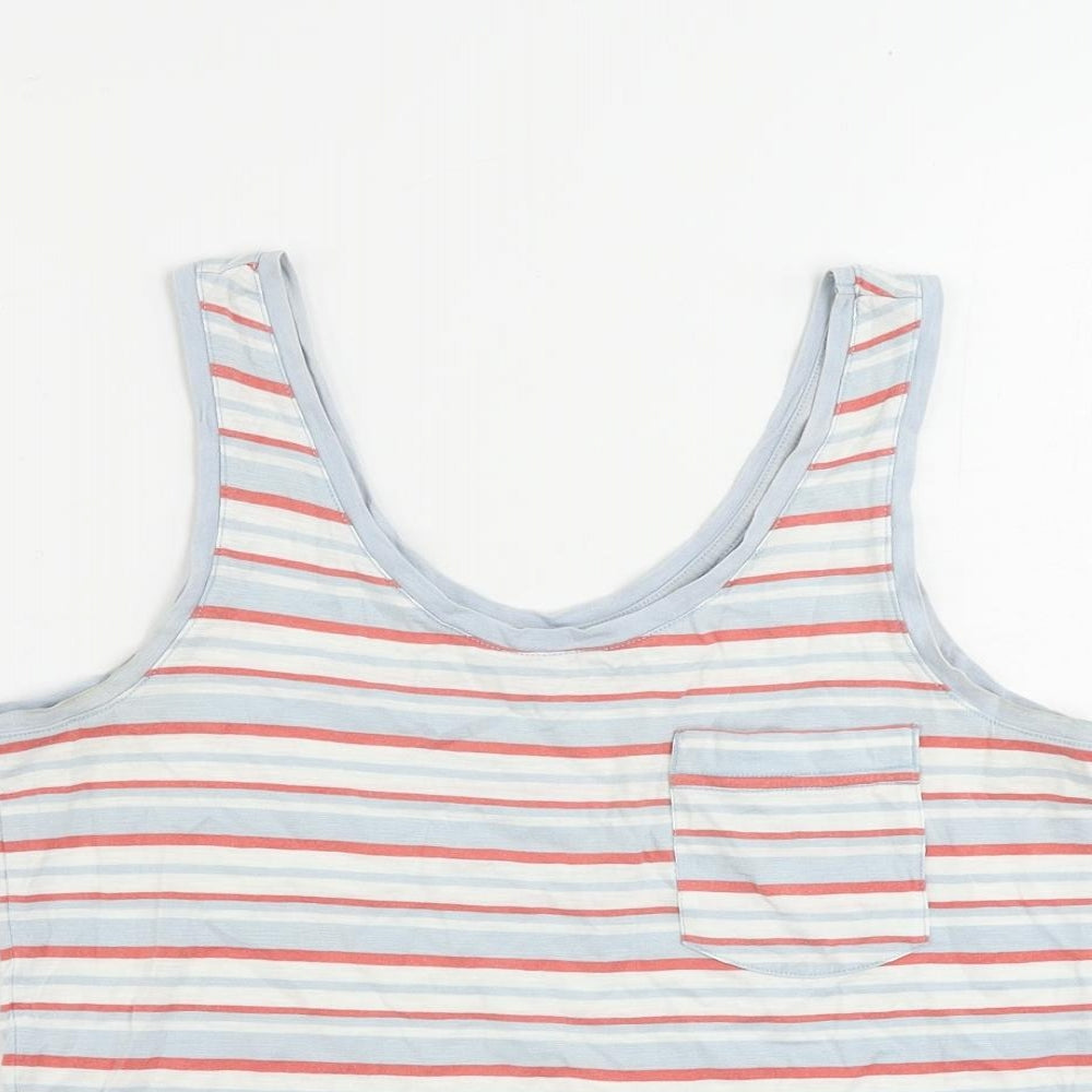 NEXT Womens Multicoloured Striped Cotton Basic Tank Size 6 Scoop Neck