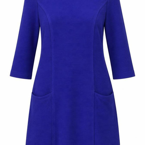 Monsoon Womens Blue Cotton A-Line Size 14 Boat Neck Zip - Pockets