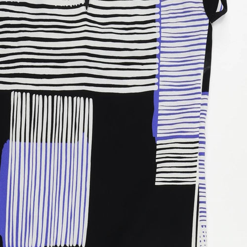 NEXT Womens Black Geometric Polyester Shift Size 6 Round Neck Button - Lined