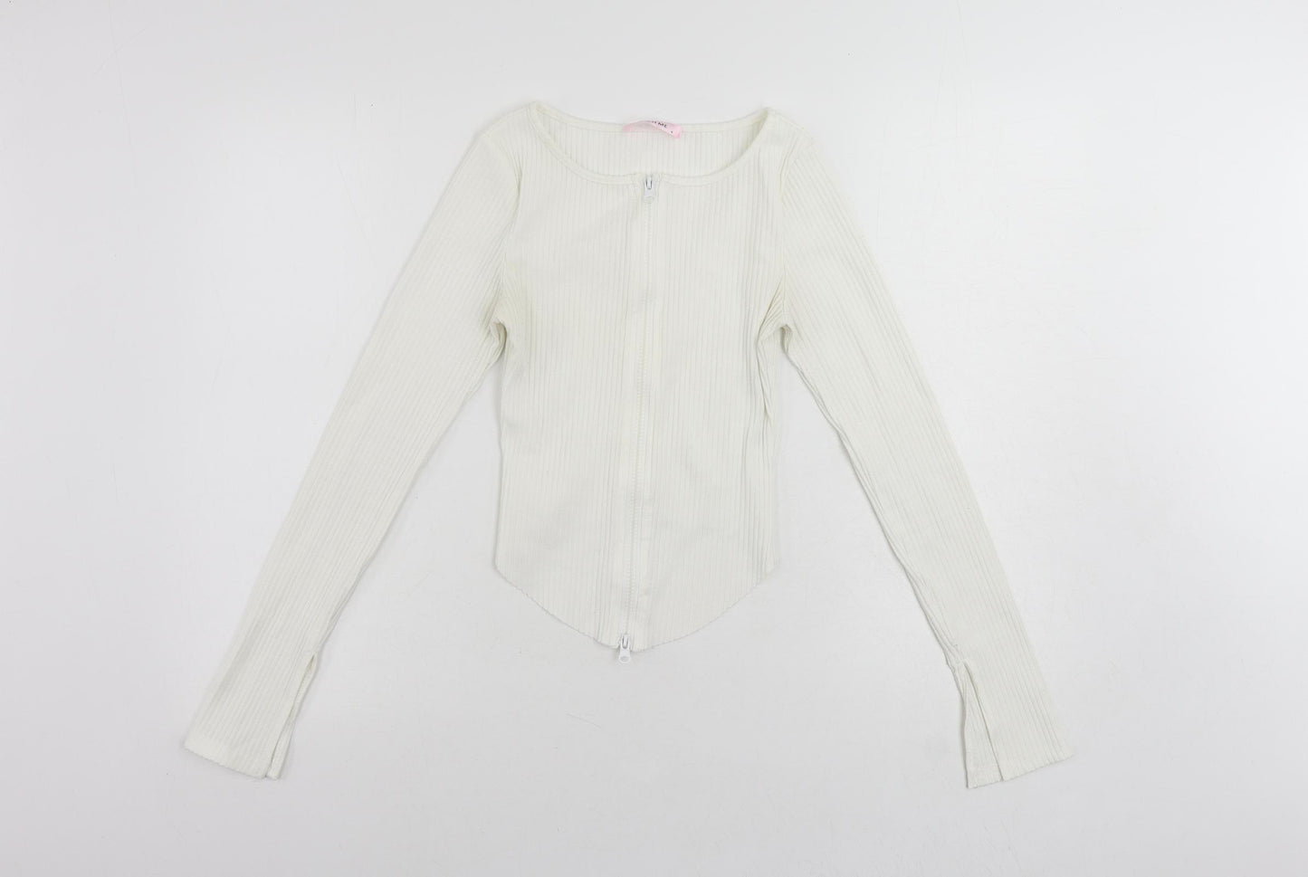 Katch Me Womens White Polyester Basic Blouse Size 8 Round Neck - Ribbed
