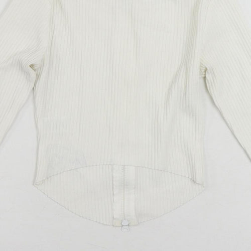 Katch Me Womens White Polyester Basic Blouse Size 8 Round Neck - Ribbed