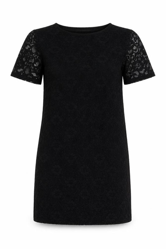Front view of Boohoo women’s black polyester mini, size UK 8, boat neck pullover