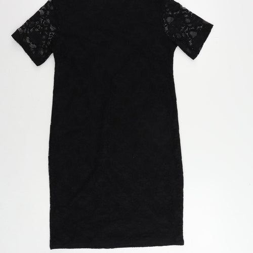 Boohoo Womens Black Polyester Mini Size 8 Boat Neck Pullover
