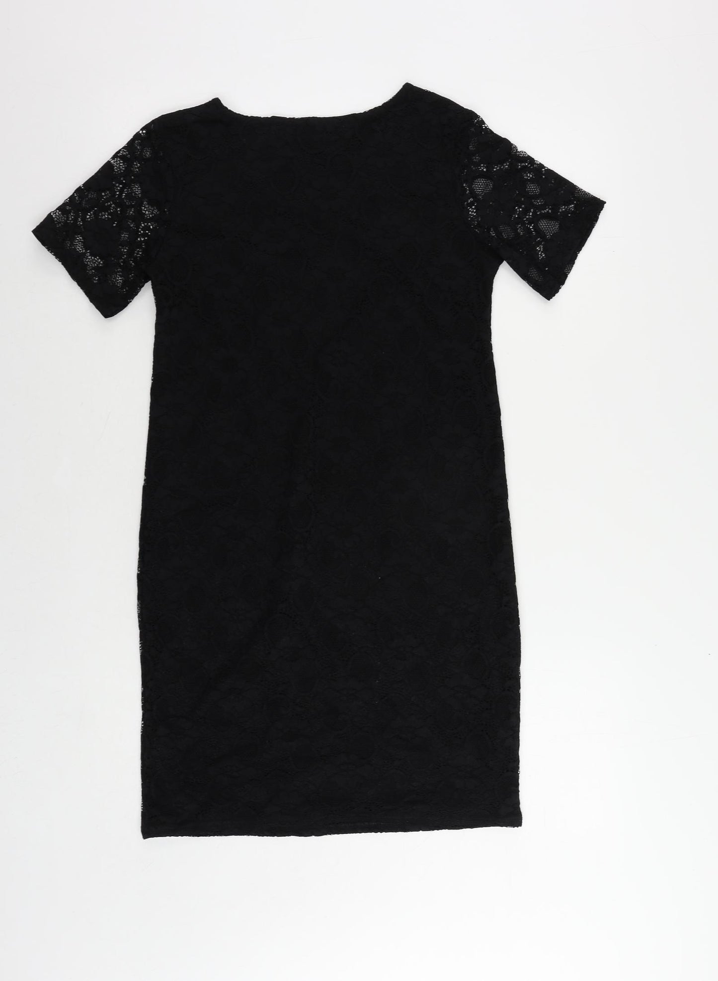 Boohoo Womens Black Polyester Mini Size 8 Boat Neck Pullover