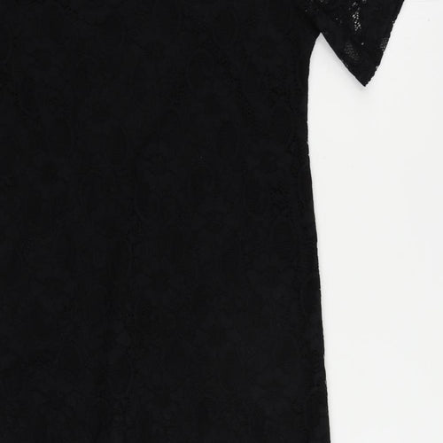 Boohoo Womens Black Polyester Mini Size 8 Boat Neck Pullover