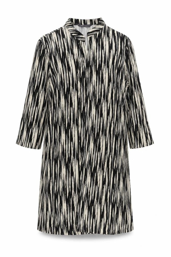 Marks and Spencer Womens Black Geometric Viscose Kimono Blouse Size 8 V-Neck - Open