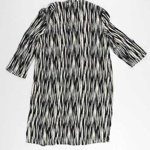 Marks and Spencer Womens Black Geometric Viscose Kimono Blouse Size 8 V-Neck - Open